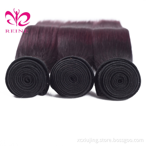Wholesale Hair Bundles Reine Brazil Ombre Color 99J Hair Weave Virgin Straight 4 Bundles double drawn human hair wigs